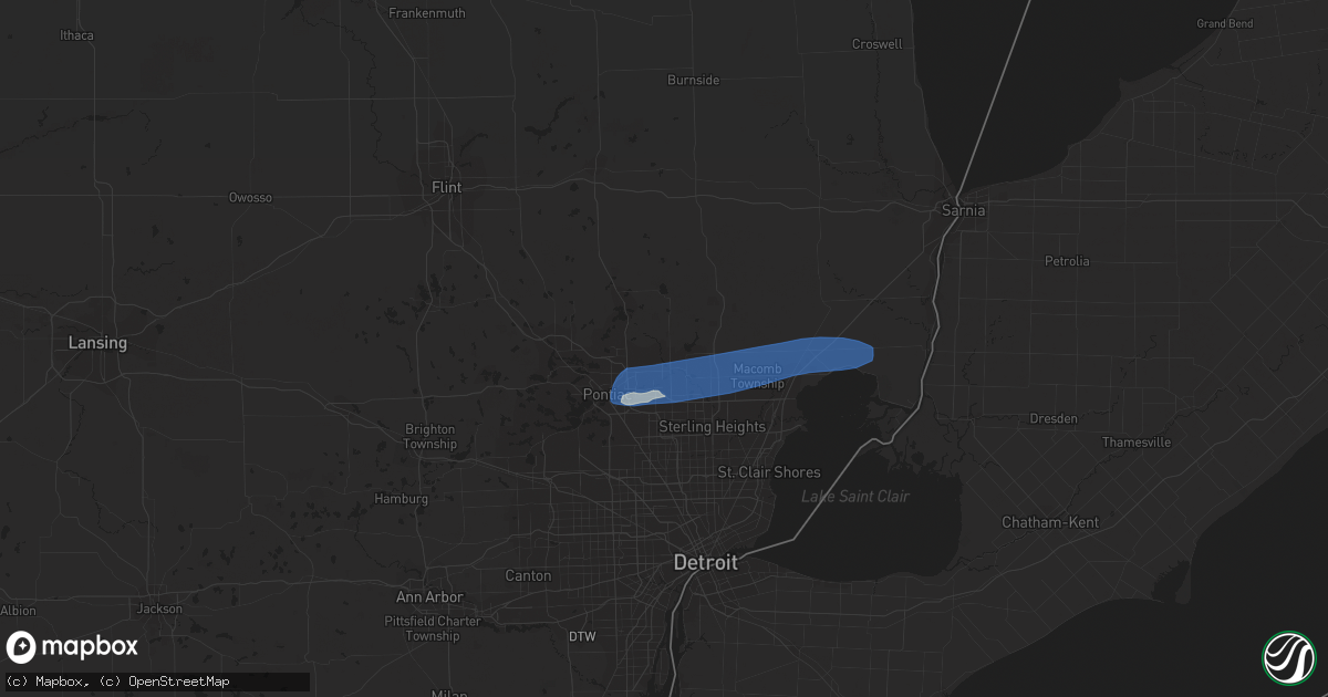 Hail map in Rochester, MI on July 11, 2023