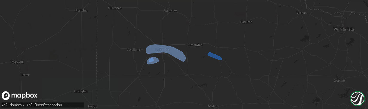 Hail map in Ropesville, TX on July 11, 2023