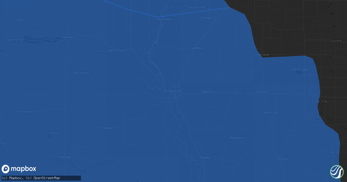 Hail map in Sioux City, IA on July 11, 2023