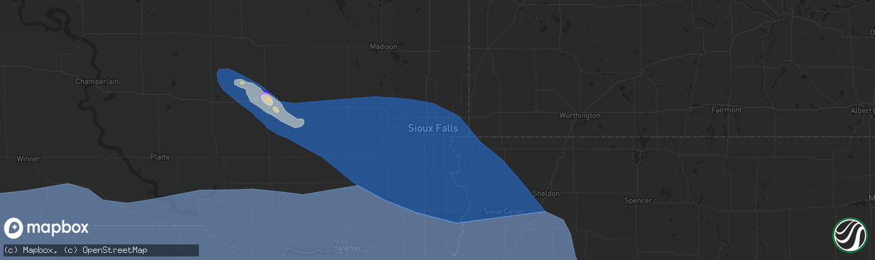 Hail map in Sioux Falls, SD on July 11, 2023