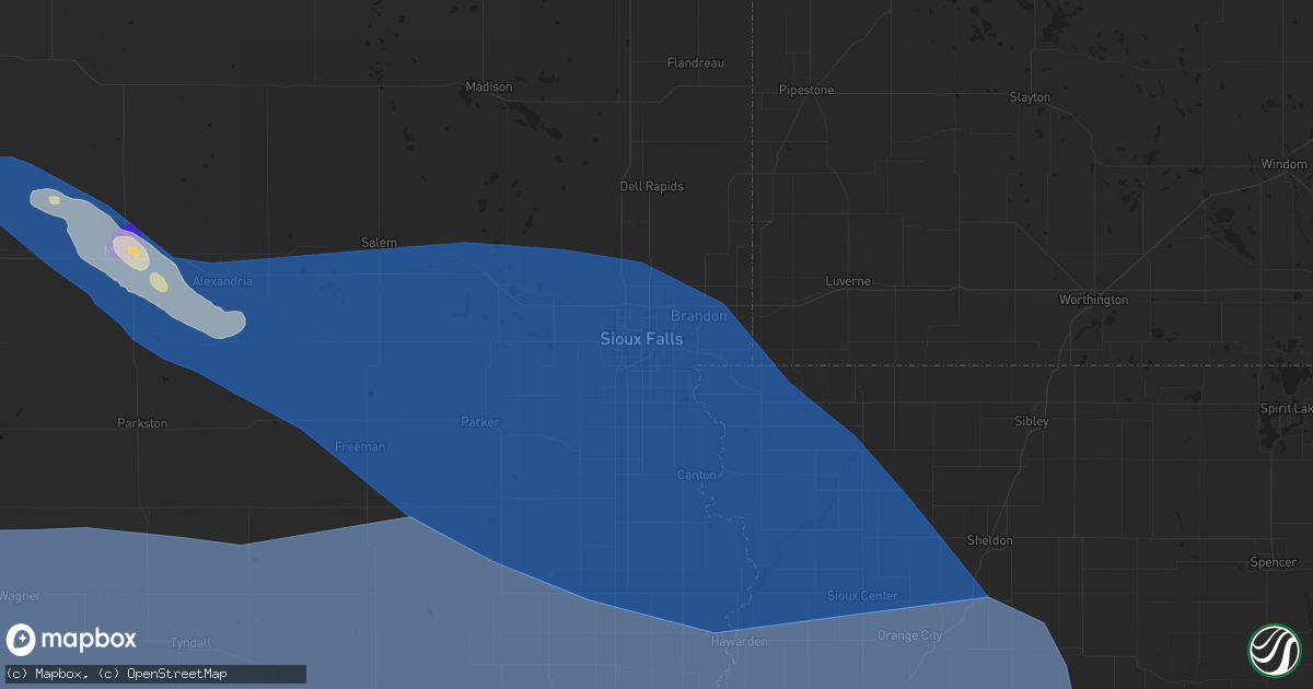 Hail map in Sioux Falls, SD on July 11, 2023