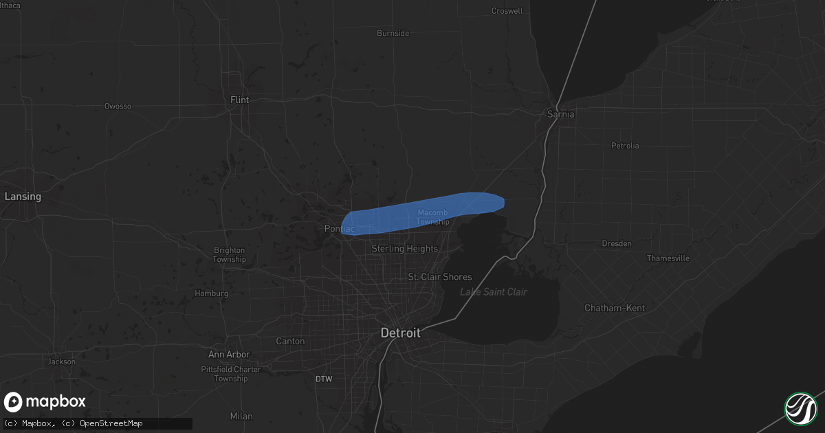 Hail map in Utica, MI on July 11, 2023