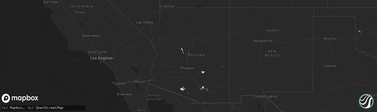 Hail map in Arizona on July 11, 2024