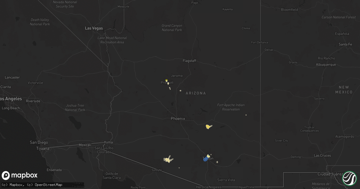 Hail map in Arizona on July 11, 2024