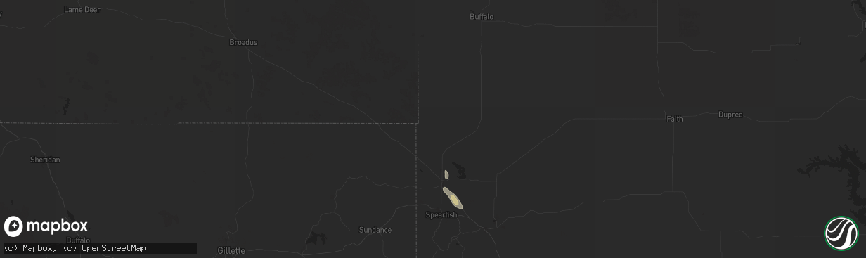 Hail map in Belle Fourche, SD on July 11, 2024