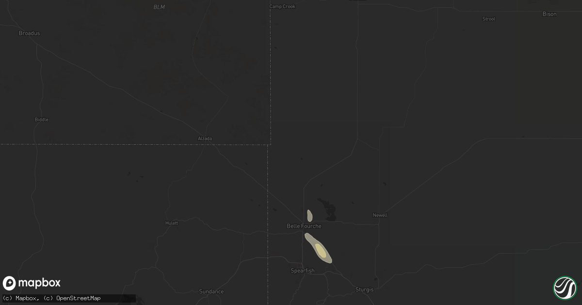 Hail map in Belle Fourche, SD on July 11, 2024