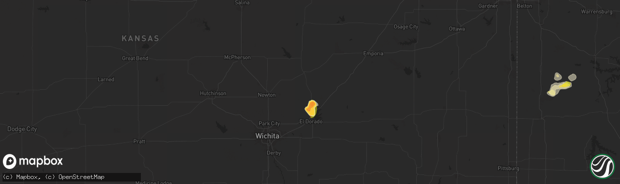 Hail map in Burns, KS on July 11, 2024