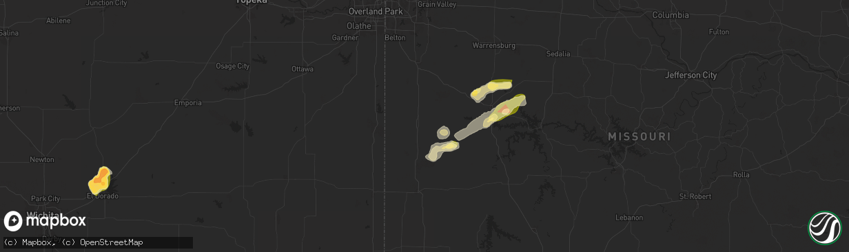 Hail map in Butler, MO on July 11, 2024