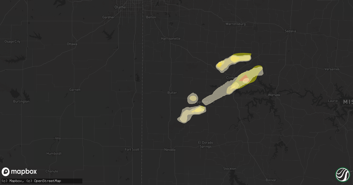 Hail map in Butler, MO on July 11, 2024