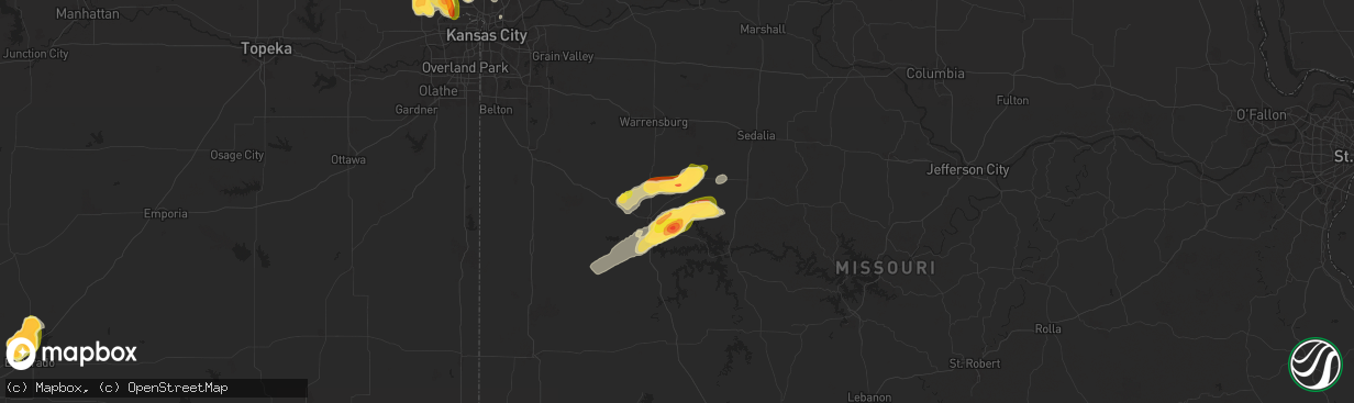 Hail map in Calhoun, MO on July 11, 2024