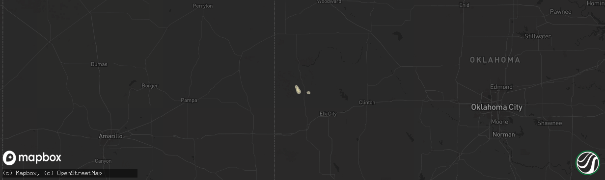 Hail map in Cheyenne, OK on July 11, 2024