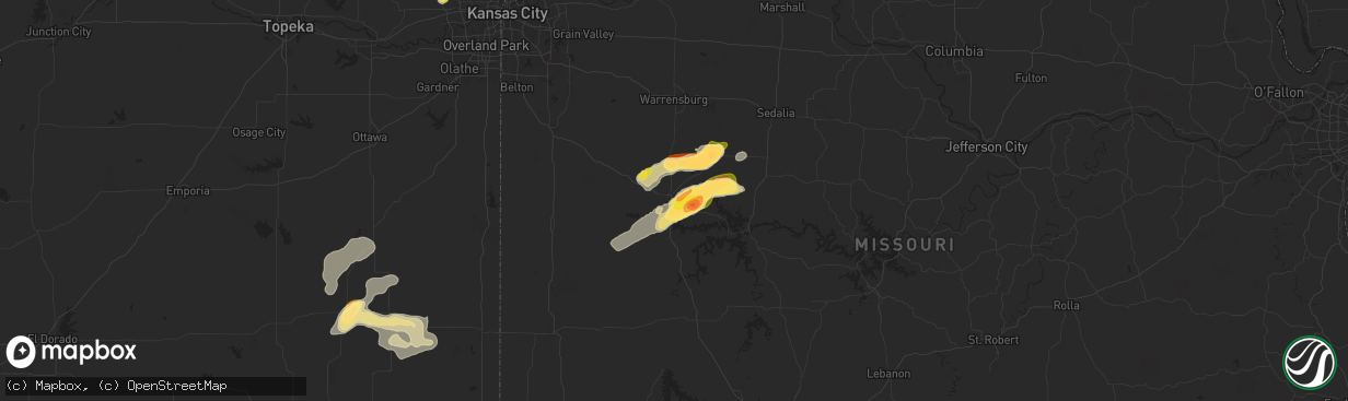 Hail map in Clinton, MO on July 11, 2024