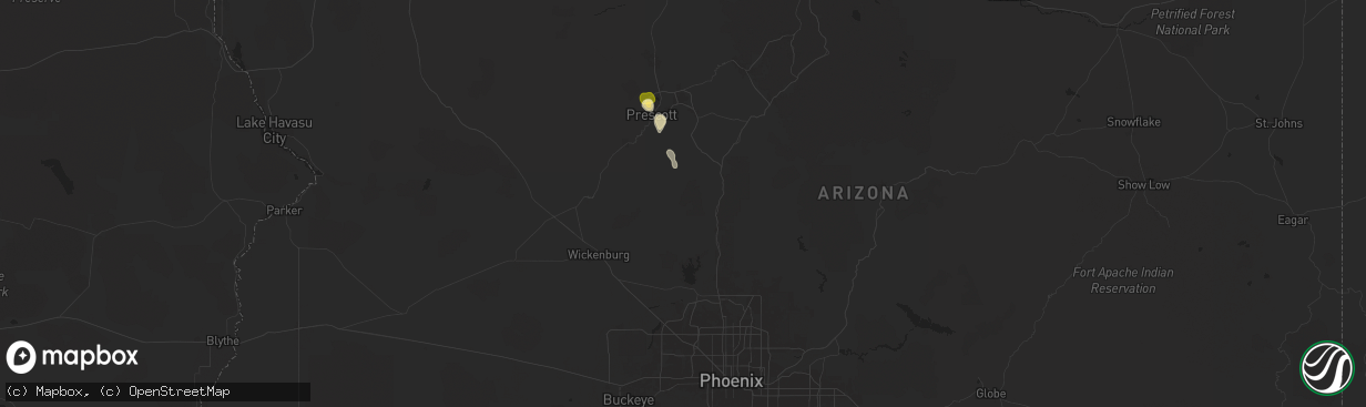 Hail map in Crown King, AZ on July 11, 2024