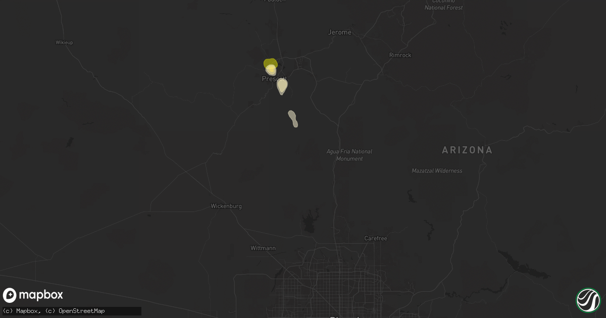 Hail map in Crown King, AZ on July 11, 2024