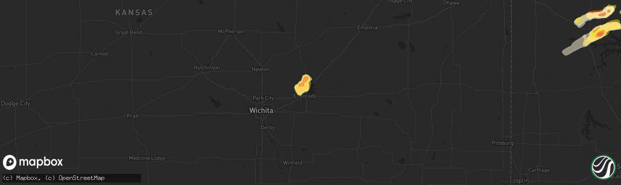 Hail map in El Dorado, KS on July 11, 2024