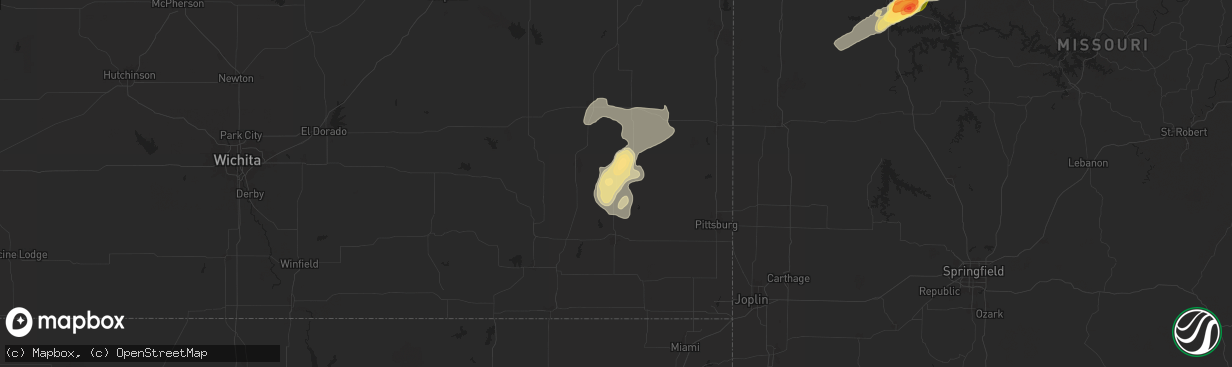 Hail map in Erie, KS on July 11, 2024