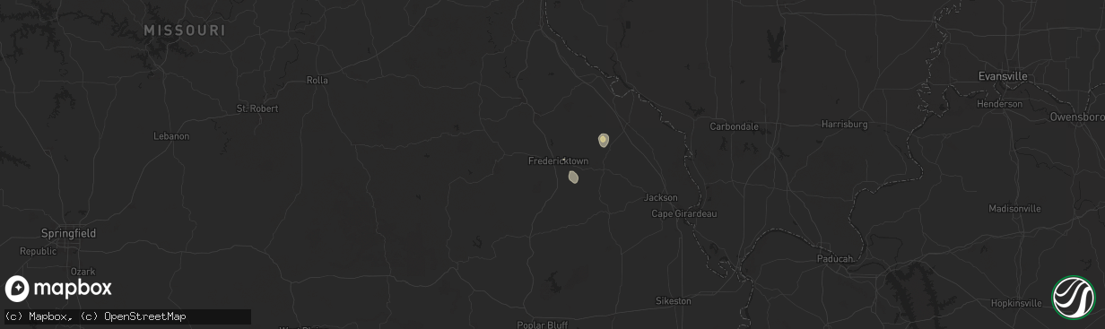 Hail map in Fredericktown, MO on July 11, 2024