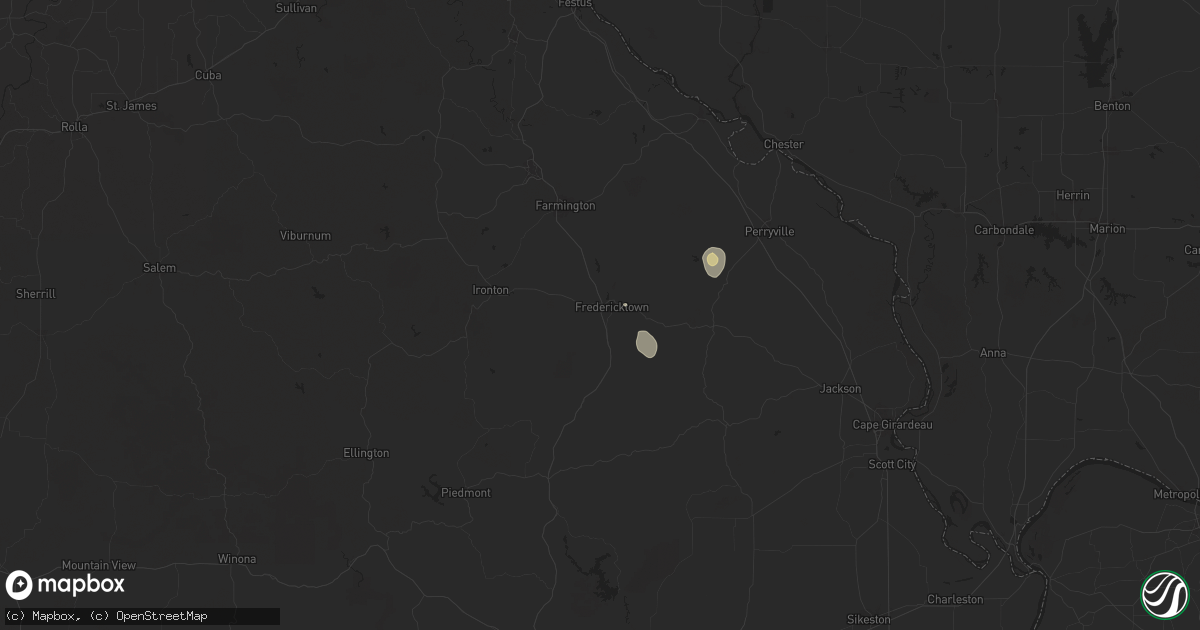 Hail map in Fredericktown, MO on July 11, 2024
