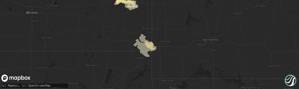 Hail map in Galena, KS on July 11, 2024