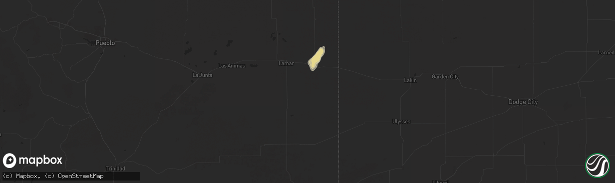 Hail map in Granada, CO on July 11, 2024