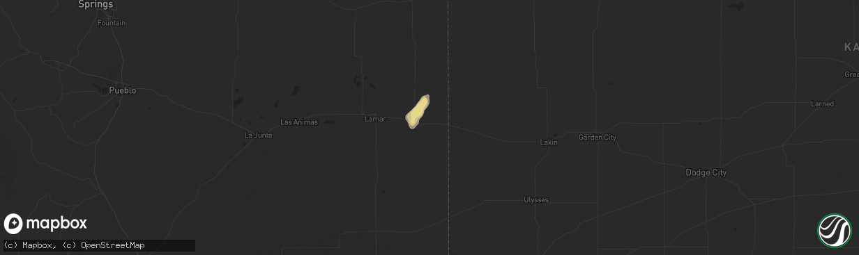 Hail map in Holly, CO on July 11, 2024