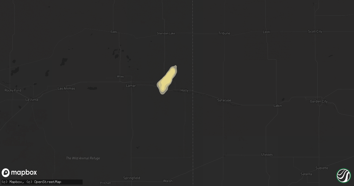 Hail map in Holly, CO on July 11, 2024