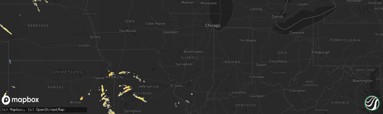 Hail map in Illinois on July 11, 2024