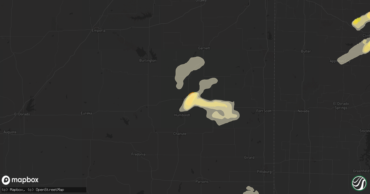 Hail map in Iola, KS on July 11, 2024