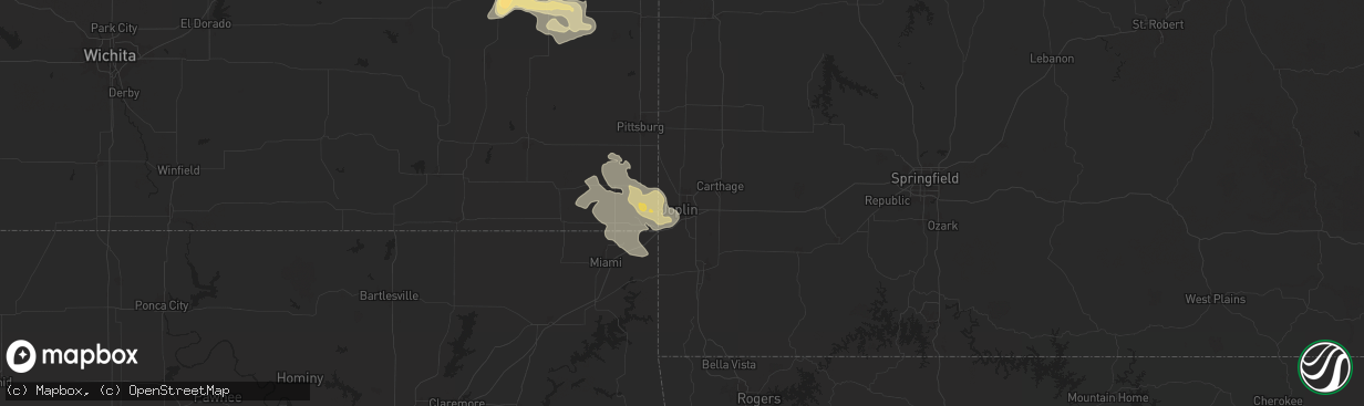 Hail map in Joplin, MO on July 11, 2024