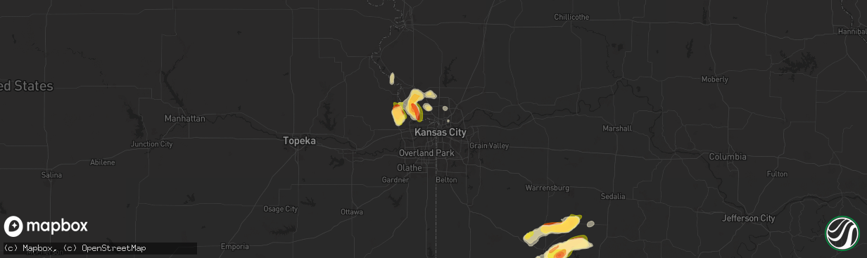 Hail map in Kansas City, KS on July 11, 2024