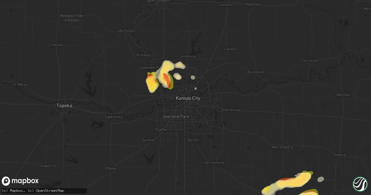 Hail map in Kansas City, MO on July 11, 2024