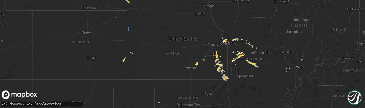 Hail map in Kansas on July 11, 2024