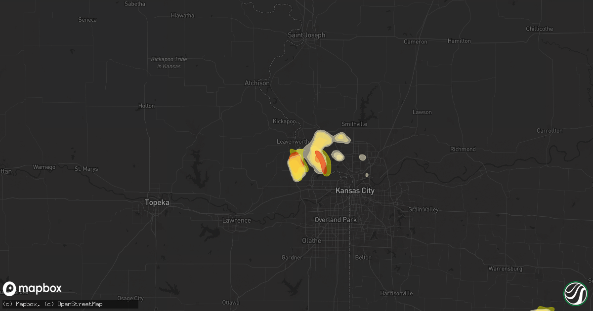 Hail map in Lansing, KS on July 11, 2024