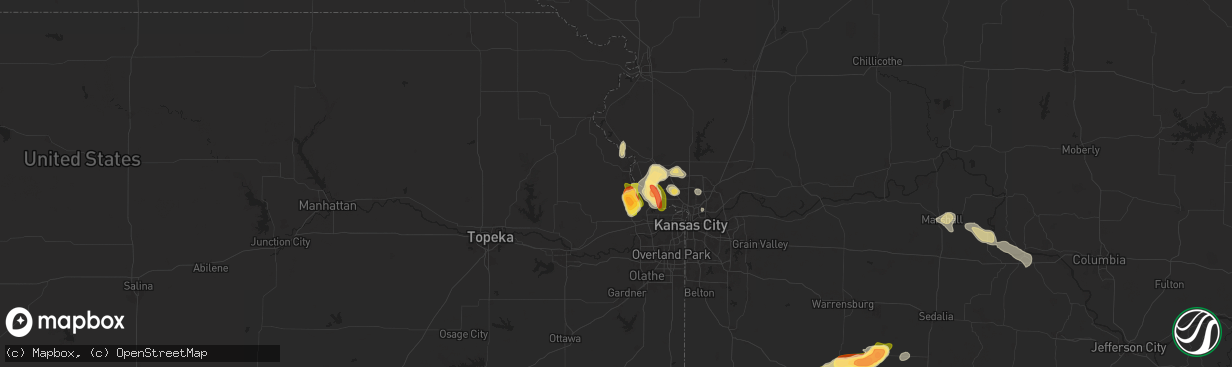 Hail map in Leavenworth, KS on July 11, 2024