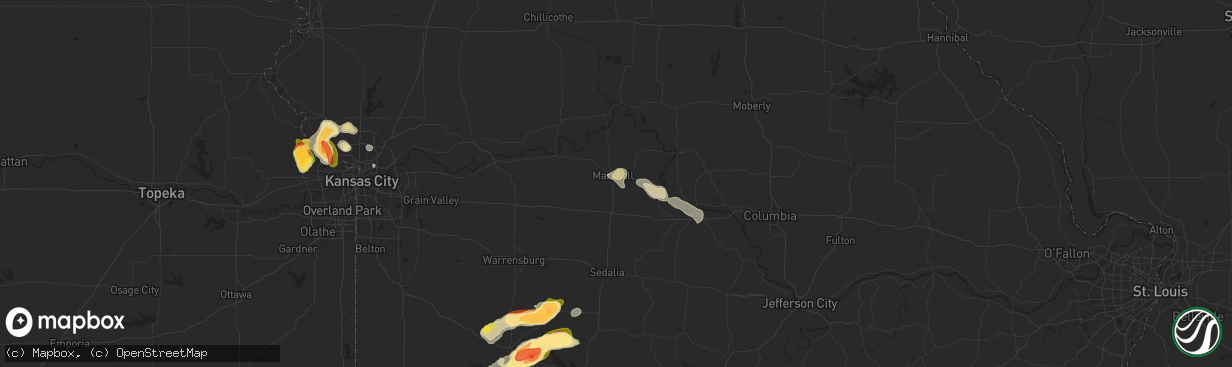 Hail map in Marshall, MO on July 11, 2024