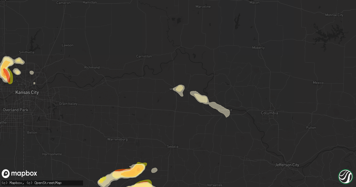 Hail map in Marshall, MO on July 11, 2024