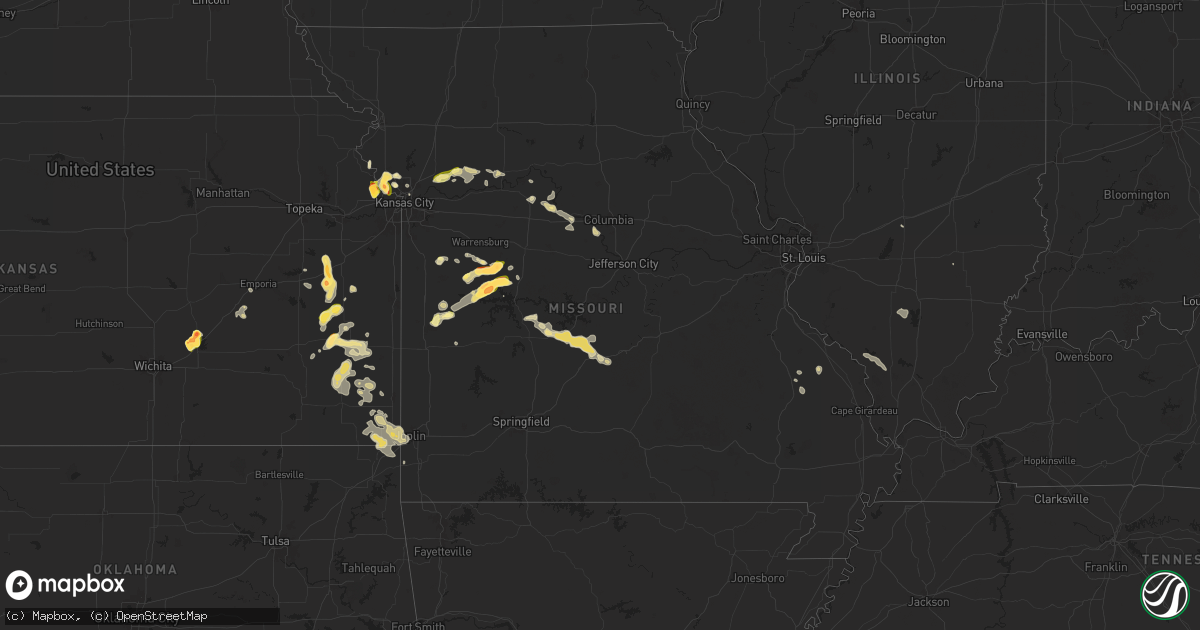 Hail map in Missouri on July 11, 2024