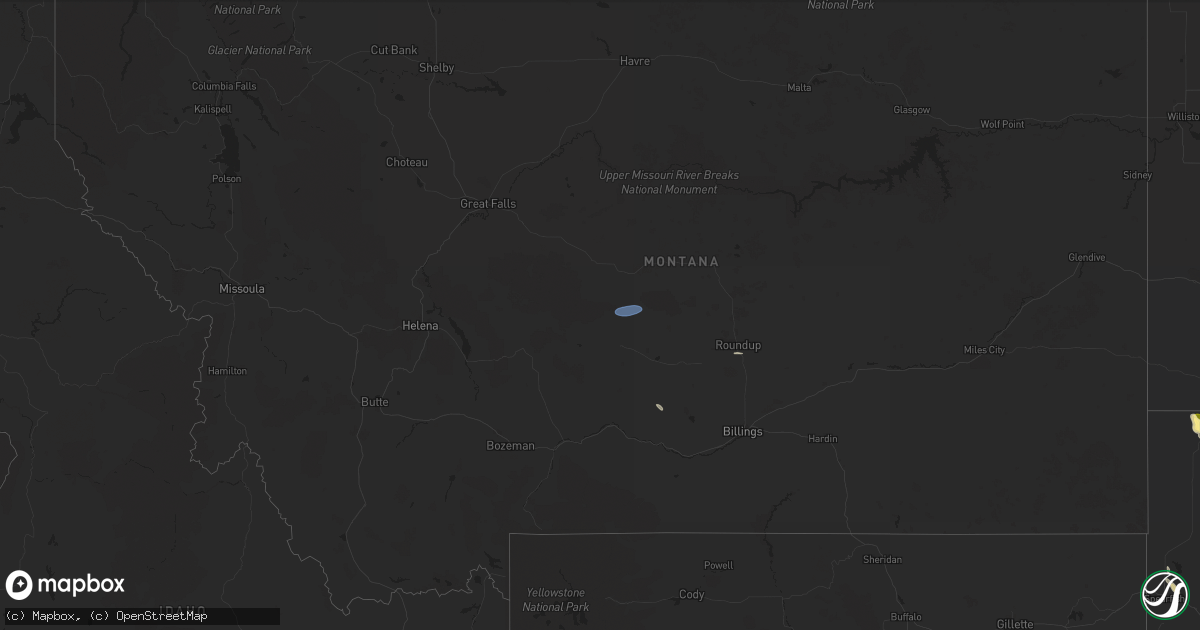 Hail map in Montana on July 11, 2024