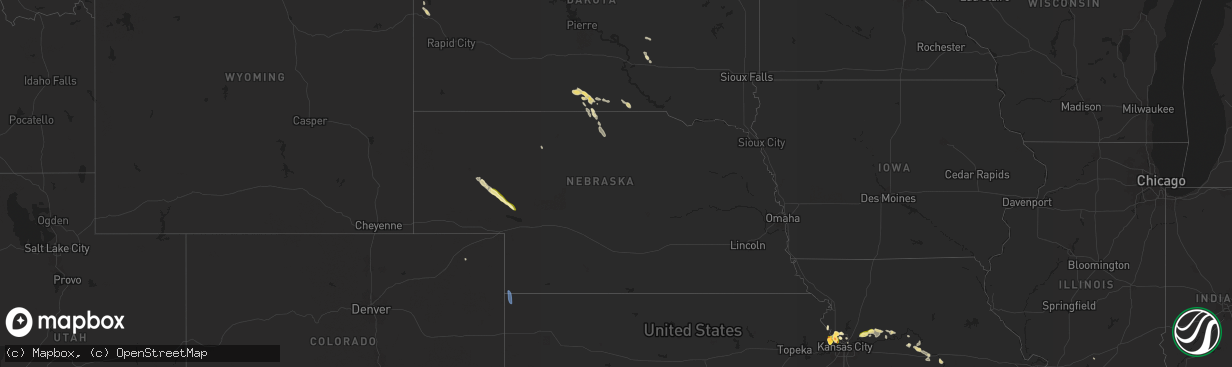 Hail map in Nebraska on July 11, 2024