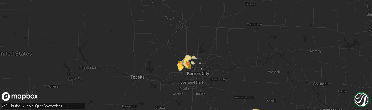 Hail map in Platte City, MO on July 11, 2024