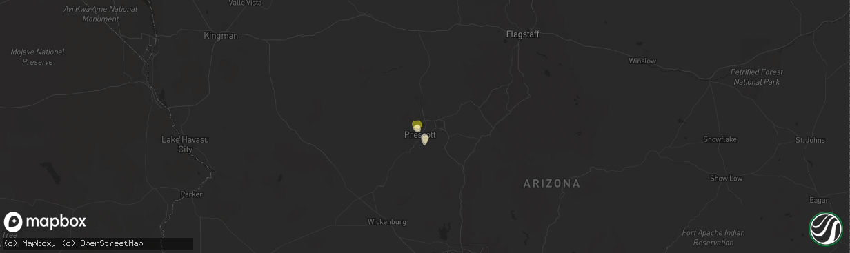 Hail map in Prescott, AZ on July 11, 2024