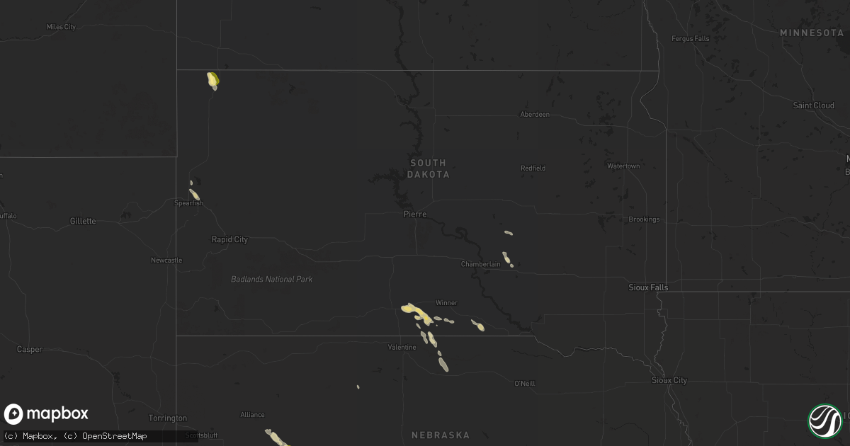 Hail map in South Dakota on July 11, 2024