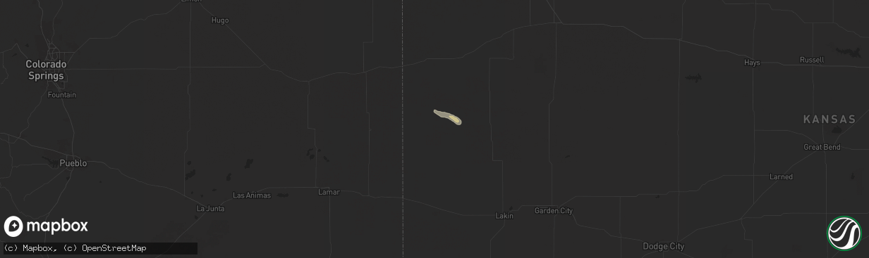 Hail map in Tribune, KS on July 11, 2024