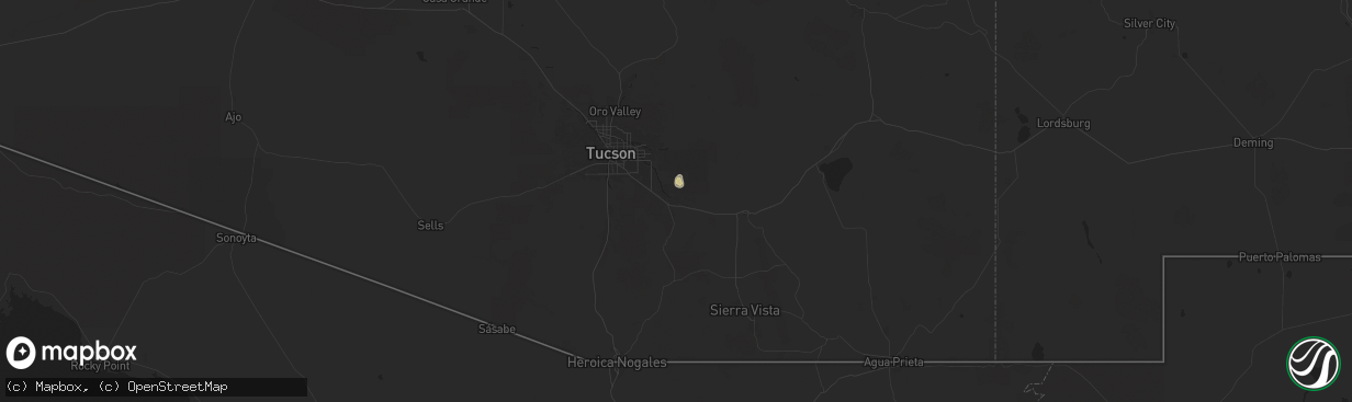 Hail map in Vail, AZ on July 11, 2024