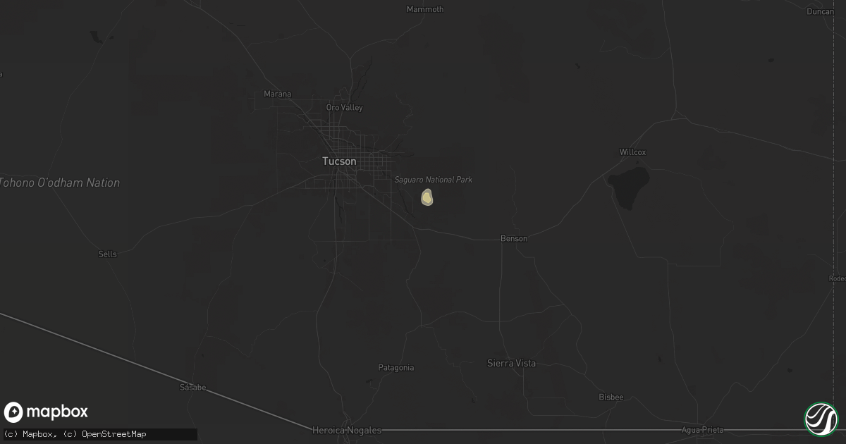 Hail map in Vail, AZ on July 11, 2024