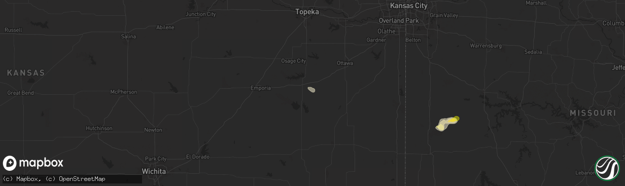 Hail map in Waverly, KS on July 11, 2024