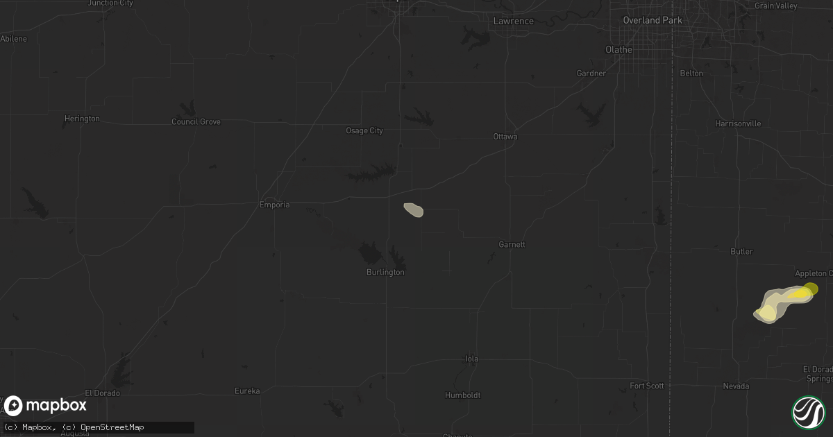 Hail map in Waverly, KS on July 11, 2024