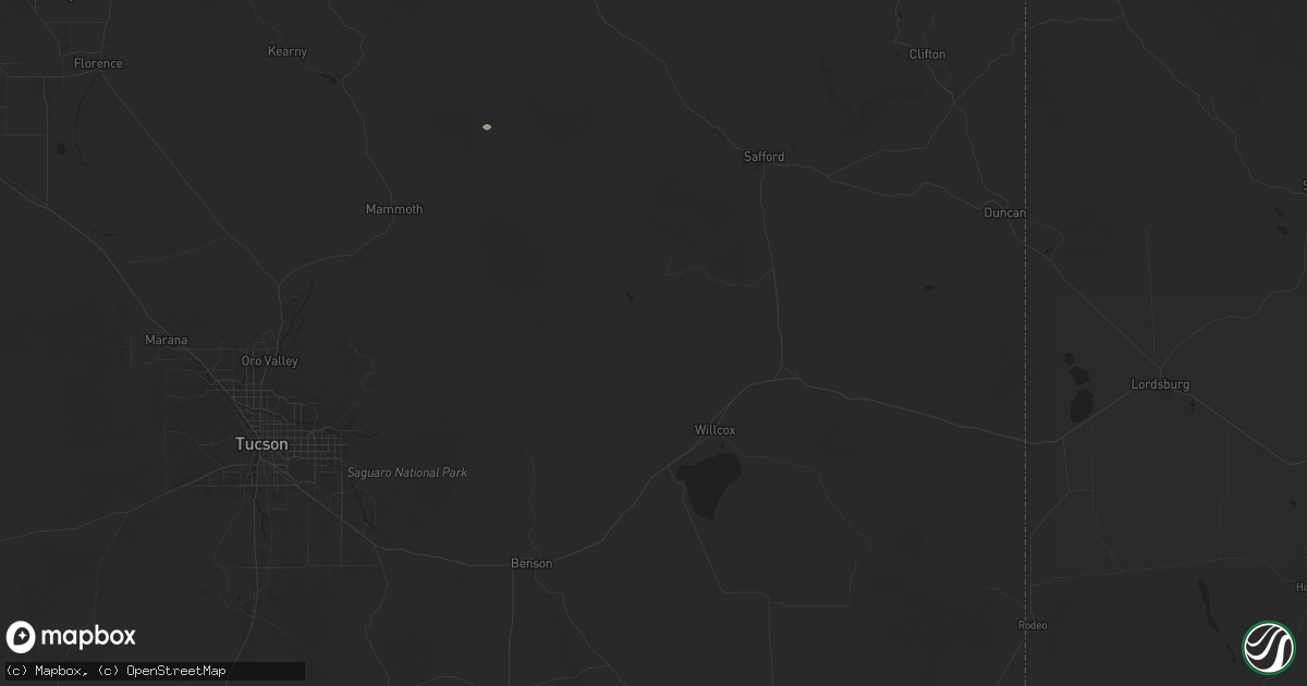 Hail map in Willcox, AZ on July 11, 2024