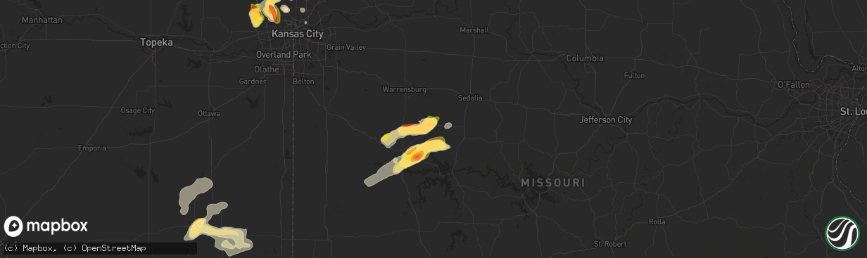 Hail map in Windsor, MO on July 11, 2024