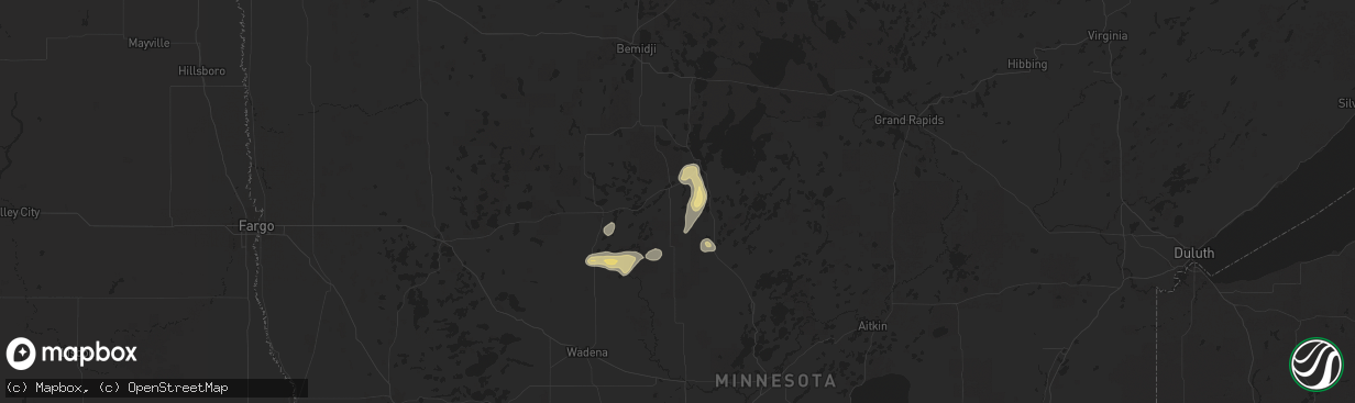 Hail map in Akeley, MN on July 11, 2025